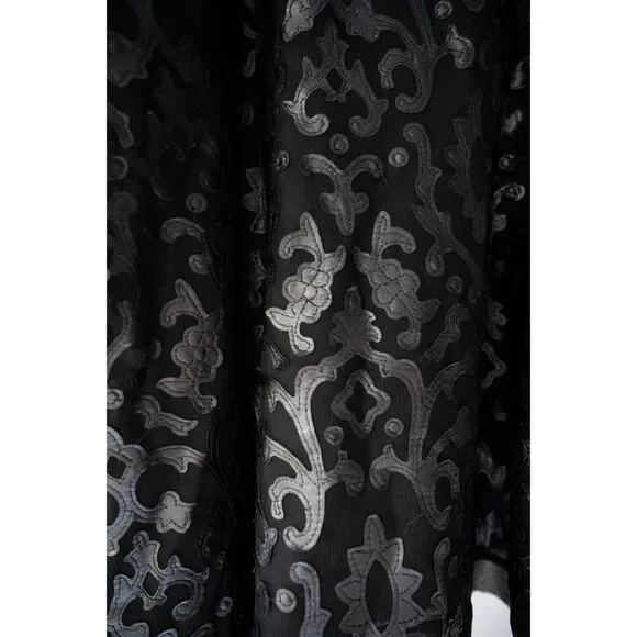 Analili "Leather" Laser Cut Out Detailed Edgy Black Tank Top Blouse L - Picture 6 of 12